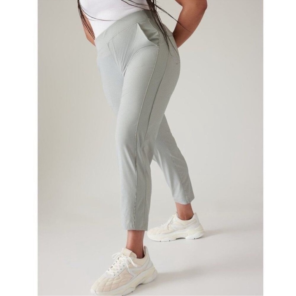 Athleta Textured Brooklyn Ankle Pants - City Stripe - Size 12P Petite